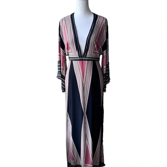 Lulus Montecito Black Geometric Print Maxi Dress Womens size S - Picture 4 of 13